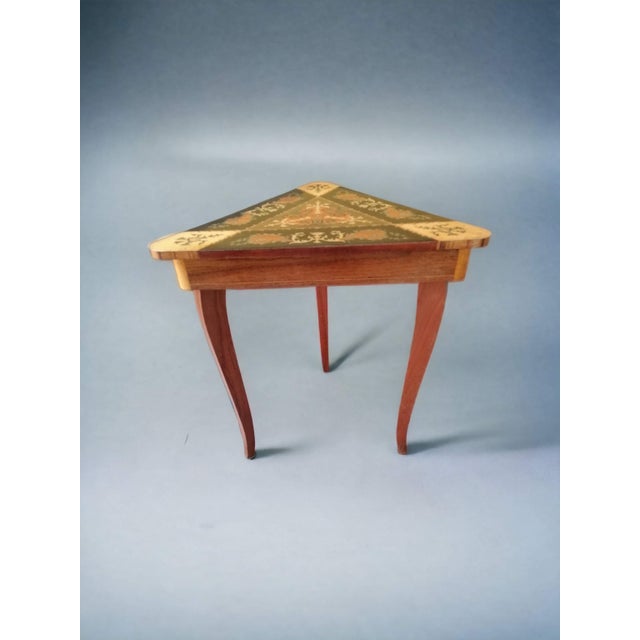 Triangular-Shaped Inlaid Jewelery Table, in Flawless conditions. Designed 1950 to 1959