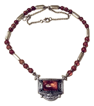 Handcrafted Baltic Amber & Sterling Silver Necklace With Intricate Pendant - Adjustable Length