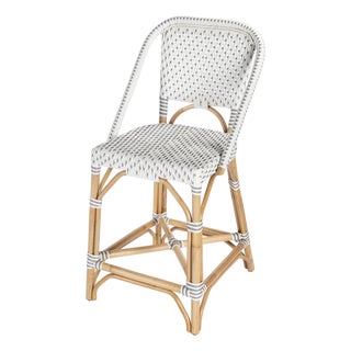 Solstice 25 in. Seat Height Rattan Counter Stool with Back and Footrest For Sale