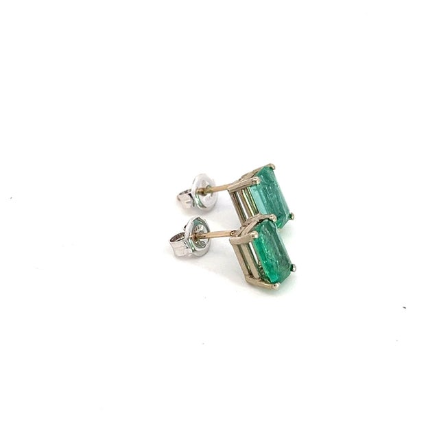 Natural Finely Faceted Quality Emerald Stud Earrings 14k White Gold 1.25 Cts Certified $3,490 215625 This is a Unique...
