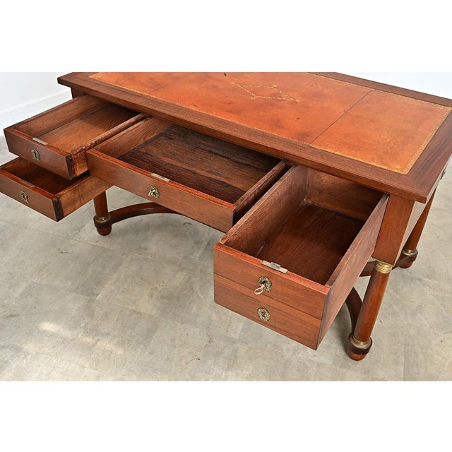 French 19th Century Empire Mahogany Desk, Refinished For Sale - Image 10 of 12