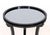 Pair of Contemporary Mirrored Black Lacquered Side Tables, the circular top on three tapered legs. 23.75" H x 19.75"...