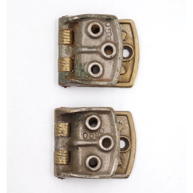 Pair of Vintage Brass Surface Offset Ice Box Hinges For Sale - Image 4 of 4