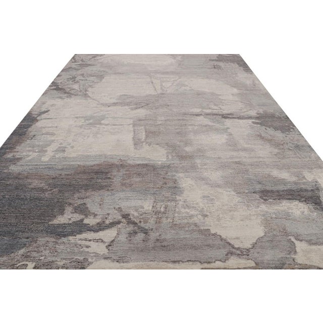 2010s Rug & Kilim’s Contemporary Abstract Rug With Silver and Gray Patterns For Sale - Image 5 of 7