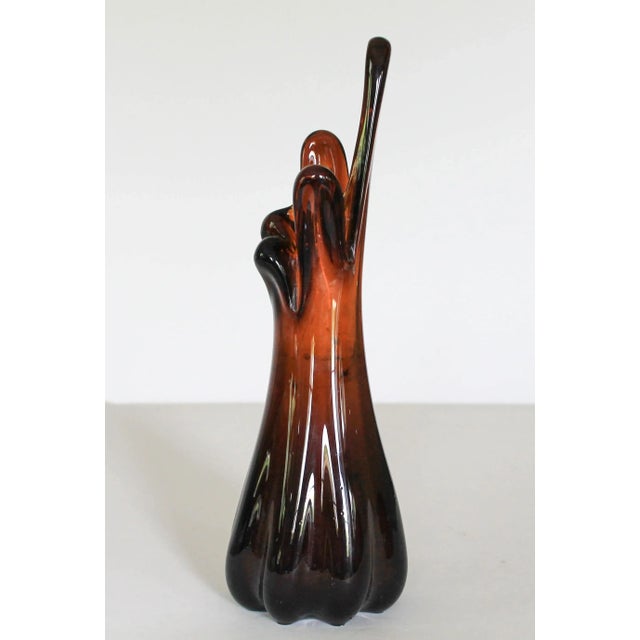 Mid-Century Modern Mid-Century Brown Viking Glass Vase For Sale - Image 3 of 5