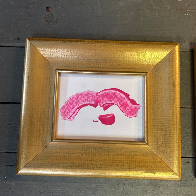 Set of two contemporary original “flying red lips” abstract paintings. Measure 5.5x4.5 or 9x8 framed. Check out my shop...