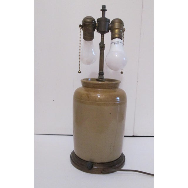 Vintage Morrocan Glaze Terra Cotta Double Socket Lamp For Sale - Image 11 of 11