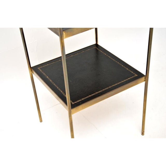 Black Vintage Brass and Leather Side Table, 1960s For Sale - Image 8 of 9