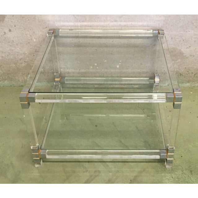 Pair of Late 20th Century Square Lucite Coffee Tables with Chromed Metal Details For Sale - Image 14 of 18