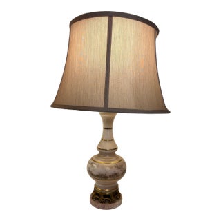 1950s Hollywood Regency Brass, Glass and Marble 3-Way Lamps - a Pair For Sale