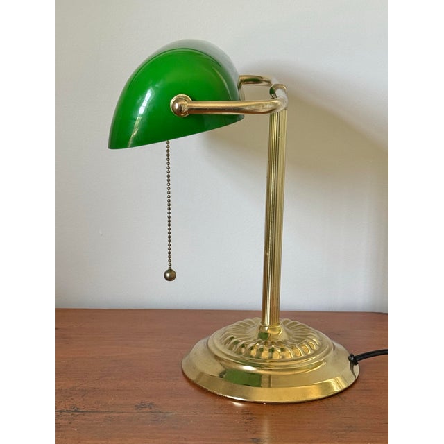 Classic Green Emeraldite Shade Bankers Lamp For Sale - Image 6 of 8