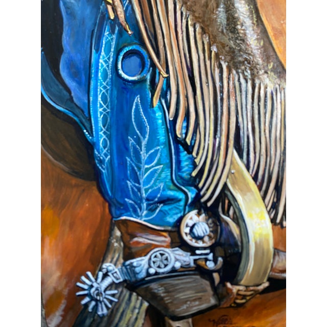 2020s Ready and Waiting~ Willie Britt ~ Original Acrylic Painting. Hurry Up and Wait, the Balance of Being With Horses and Cows. For Sale - Image 5 of 6