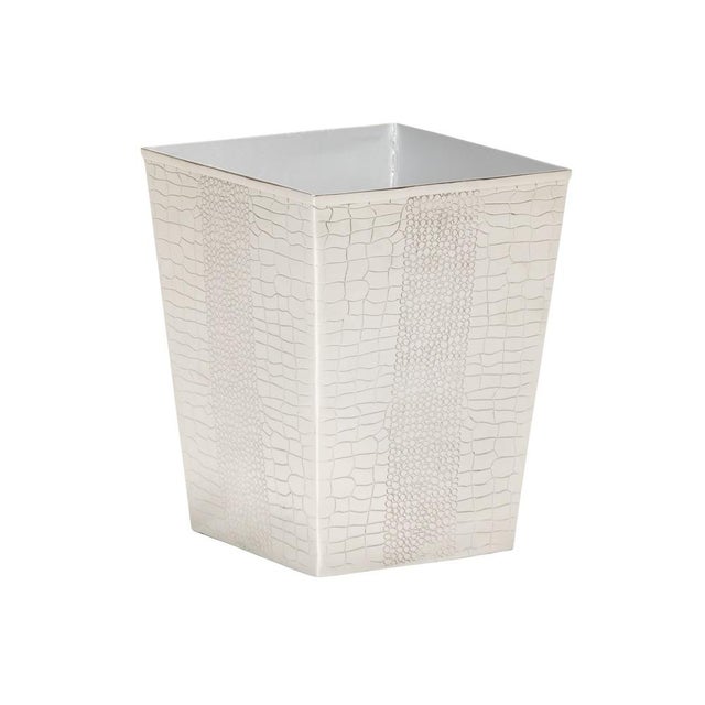 Contemporary Wildwood Faux Crocodile Wastebasket - Nickel For Sale - Image 3 of 3