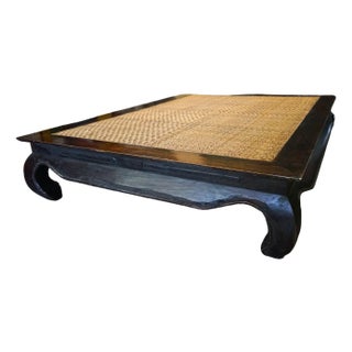 Large Hand-Carved Vintage Opium Coffee Table / Daybed – 80” Statement Piece For Sale