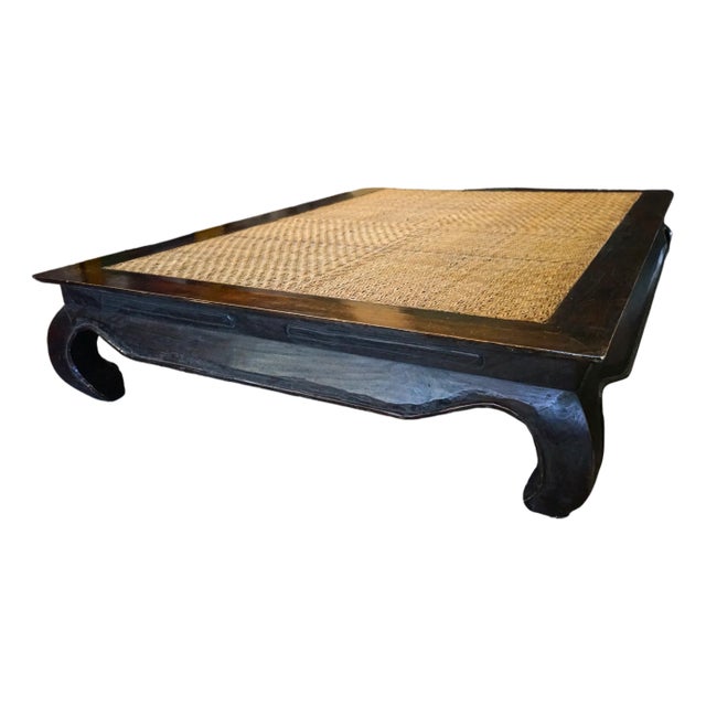 Large Hand-Carved Vintage Opium Coffee Table / Daybed – 80” Statement Piece For Sale