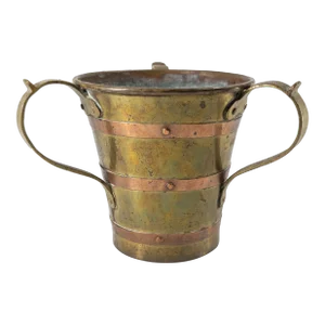 19th Century Russian Brass and Copper Three Handled Loving Cup