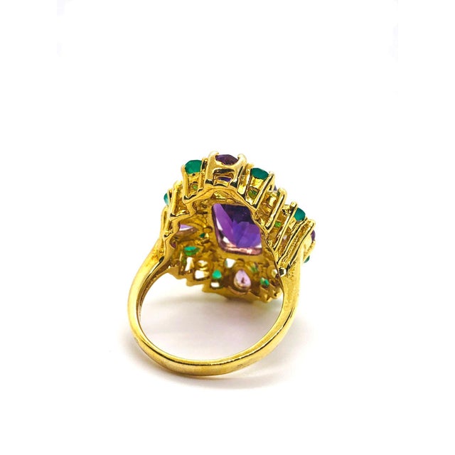 Bochic “Capri” Vintage Amethyst, Sapphire & Green Onyx — 18K Gold & Silver For Sale In New York - Image 6 of 12
