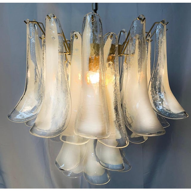 White Petal Chandelier in Murano Glass, 1990s For Sale - Image 9 of 18