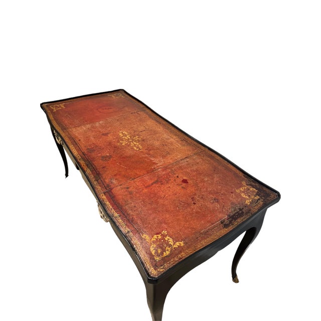 Ebonized Leather top Bureau Plat For Sale - Image 10 of 12