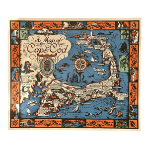 Vintage Original 1930 Pictorial Map of Cape Cod