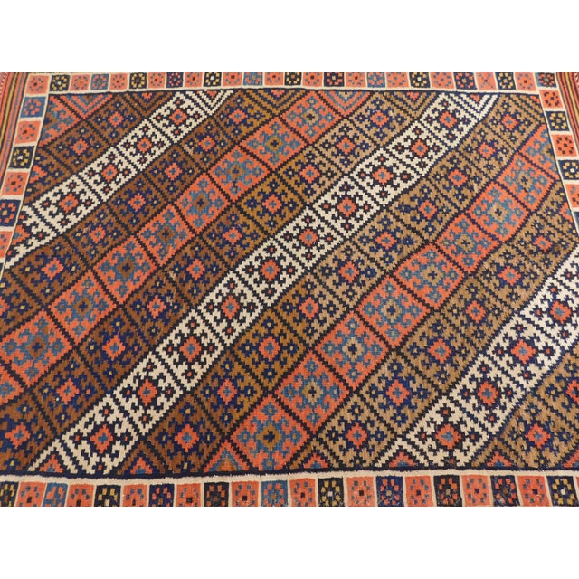 1980s A Polychrome Kilim Flatweave Rug. 4'6"x 6'4" For Sale - Image 10 of 12