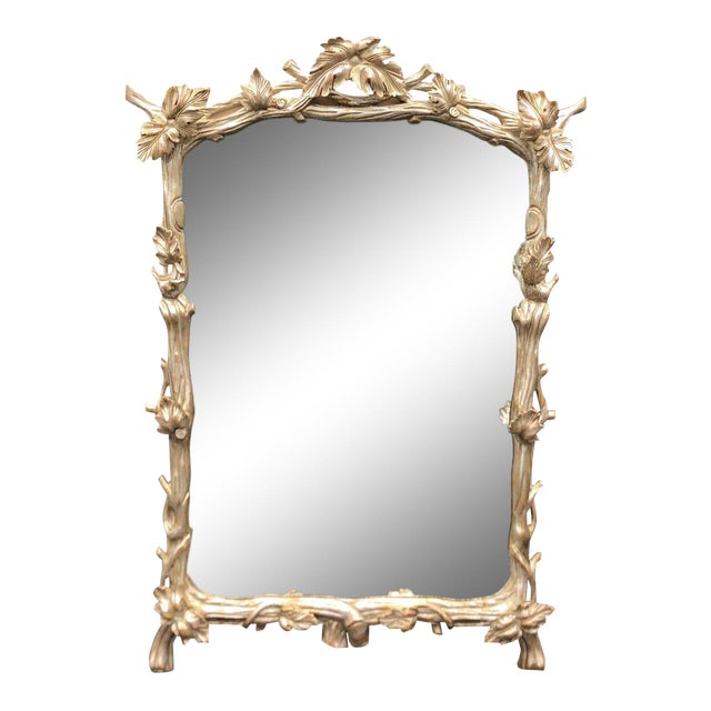 Huge Charles Pollock for William Switzer Carved Silver-Leaf Designer Mirror For Sale