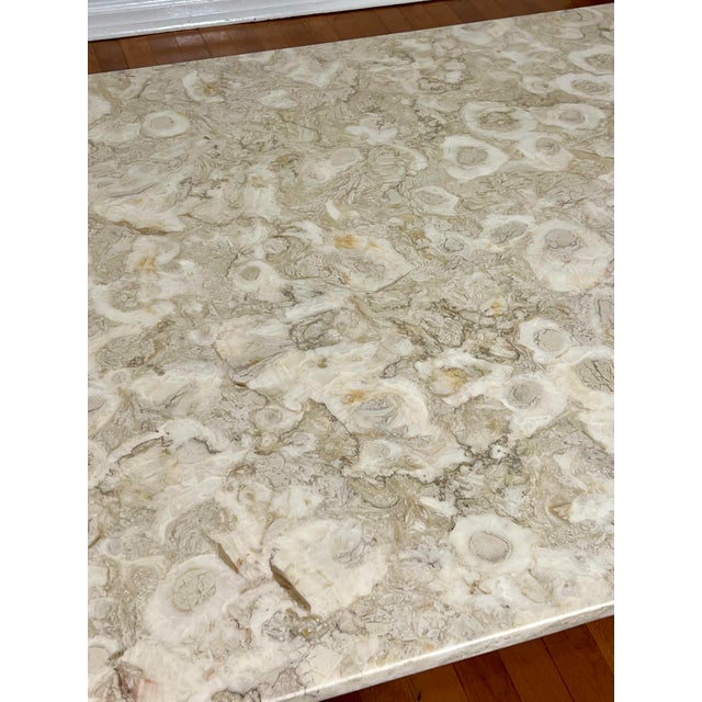 Solid Marble and Chrome Rectangular Coffee Table in Cream For Sale - Image 12 of 15