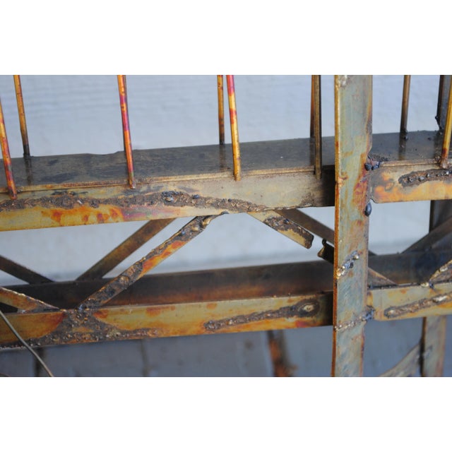 Brass Mid Century Brutalist Metal Bridge Wall Sculpture For Sale - Image 8 of 9