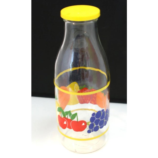 1970s Vintage 1970s Jeannette Glass Colorful Fruit Lidded Quart Beverage Juice Bottle For Sale - Image 5 of 10