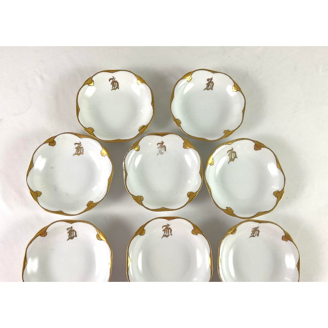 Art Nouveau Early 20th Century Rosenthal,unmarked , Gilded, Porcelain, Scalloped Edge, 5 Inch Berry Bowls – Set of 11 For Sale - Image 3 of 7
