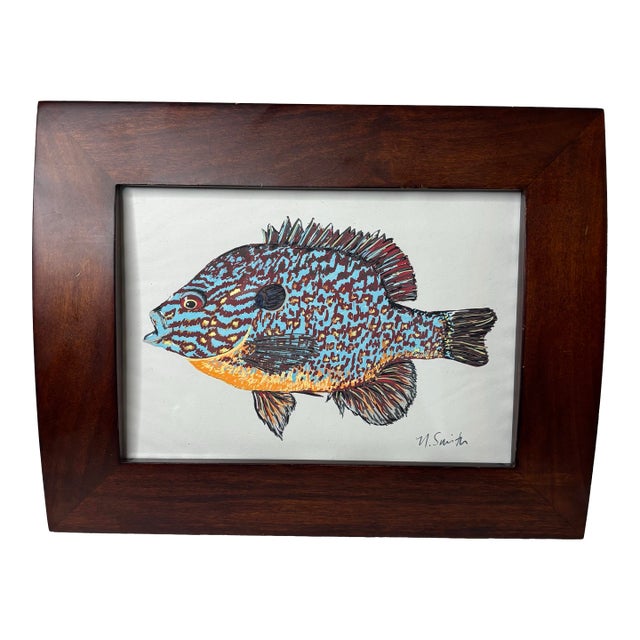 Original Bluegill Sunfish Painting – Acrylic Marker on Paper For Sale