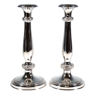 Antique Biedermeier Vienna Silver Candleholders, 1840, Set of 2 For Sale
