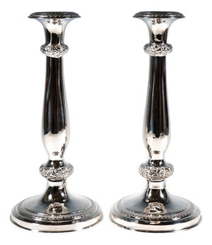 Antique Biedermeier Vienna Silver Candleholders, 1840, Set of 2