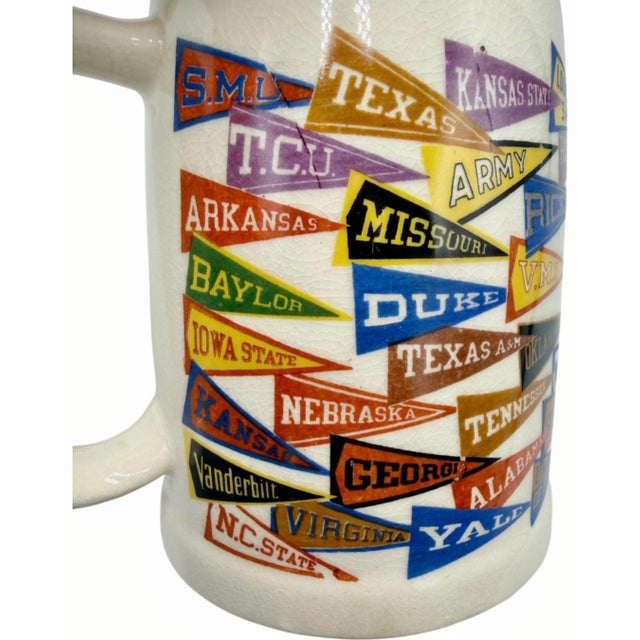 Mid 20th Century Vintage College University Banner Pennants Ceramic Stein Mug For Sale - Image 5 of 11