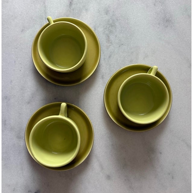 Mid 20th Century Set of 3 Russel Wright Coffee Cups and Saucers For Sale - Image 5 of 11
