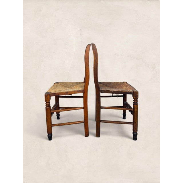 Victorian Antique English Oak Pair of Occasional Chairs C 1900 For Sale - Image 3 of 10