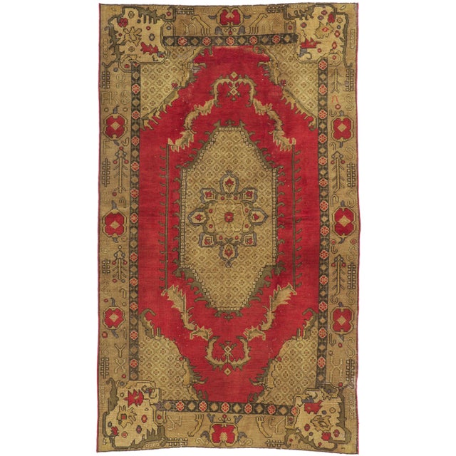 Vintage Turkish Oushak Rug - 05'02 X 08'08 For Sale - Image 9 of 11