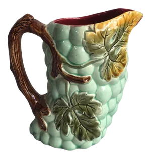 French Majolica Grape Pitcher Orchies, Circa 1890