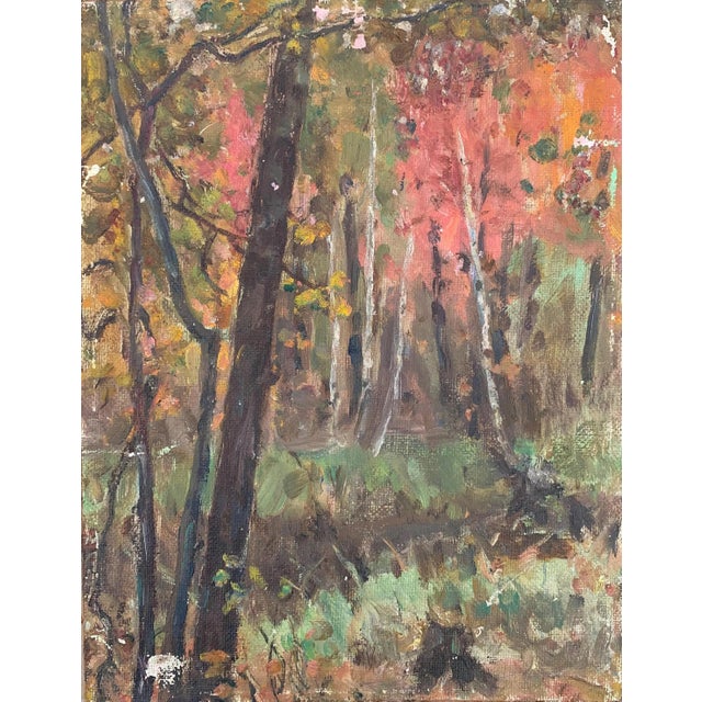 Antique Impressionist Forest Oil Painting, Ukrainian Art, 1970s 36-27 For Sale