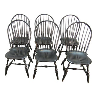 Nichols and Stone Set of Six Bow Back Windsor Dining Chairs For Sale