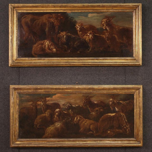 Italian Artist, Landscape with Grazing Animals, 1680, Oil on Canvas, Framed For Sale - Image 4 of 16