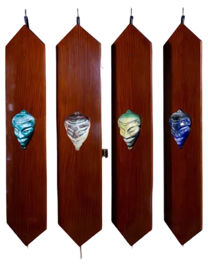 Mid-Century Wardrobe with Ceramic Masks, Italy, 1950s