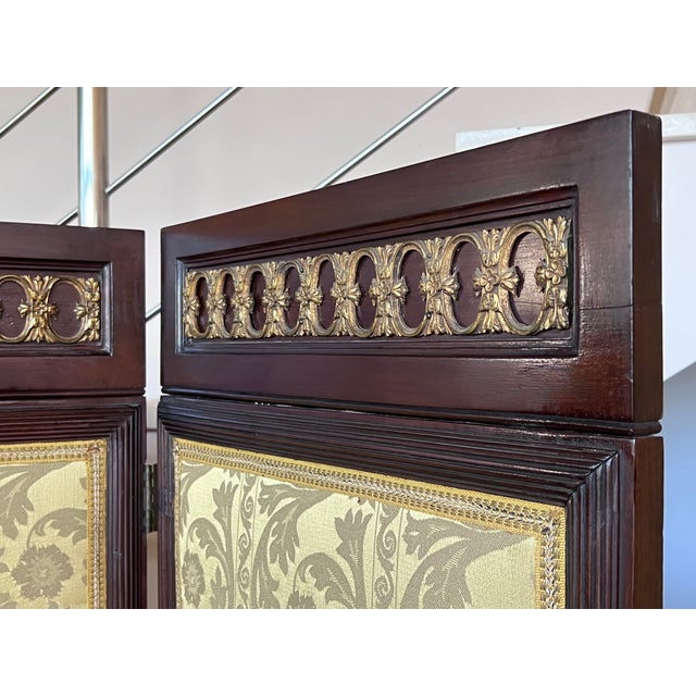 French Empire Mahogany 3-Fold Screen With Bronze Mounts For Sale In Miami - Image 6 of 9