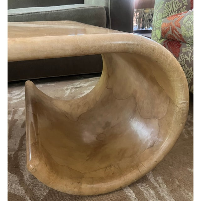 1970s Lacquered Goatskin Parchment Coffee Table, C. 1970's For Sale - Image 5 of 14