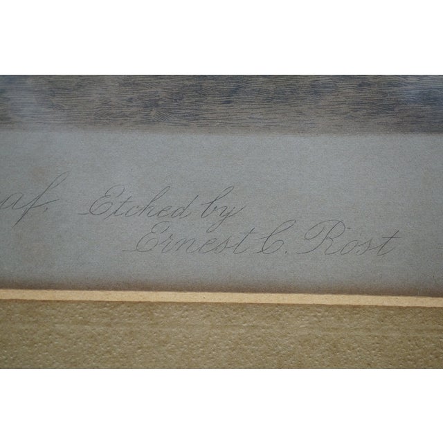 Antique Ernest C Rost Last Sheaf Country Farm Harvest Landscape Etching 30" For Sale - Image 11 of 11