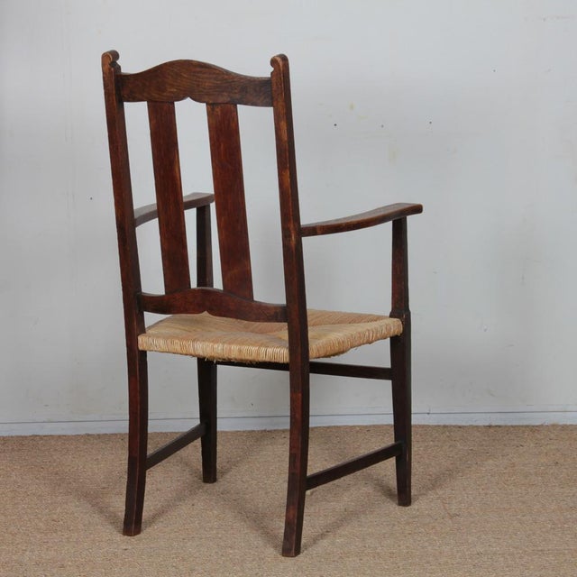 Brown Vintage English Arts & Crafts Armchair, 1920s For Sale - Image 8 of 9