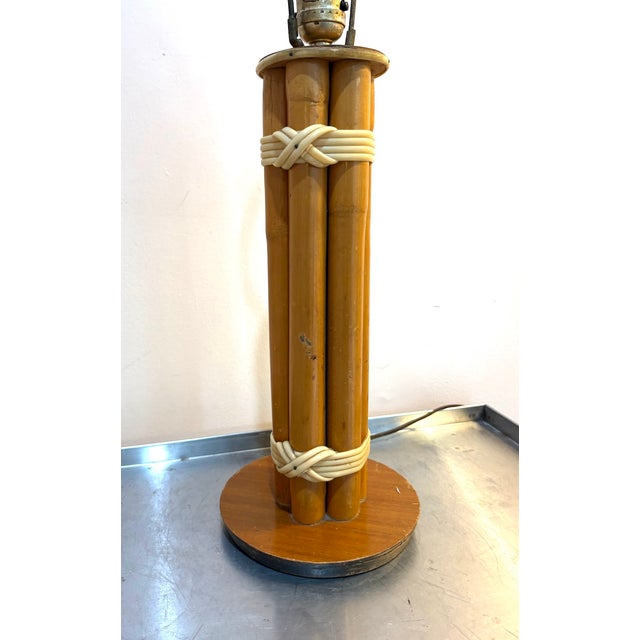 Mid-Century Modern Russel Wright Style Bamboo Table Lamp For Sale - Image 3 of 4