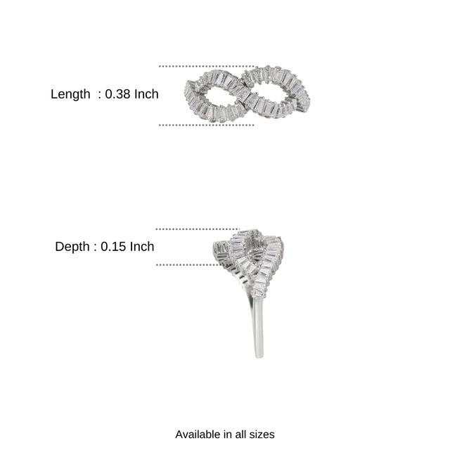 Contemporary 2.86 Ct Moissanite Infinity Ring in 925 Sterling Silver - Wedding Gift, Size 8 For Sale - Image 11 of 15