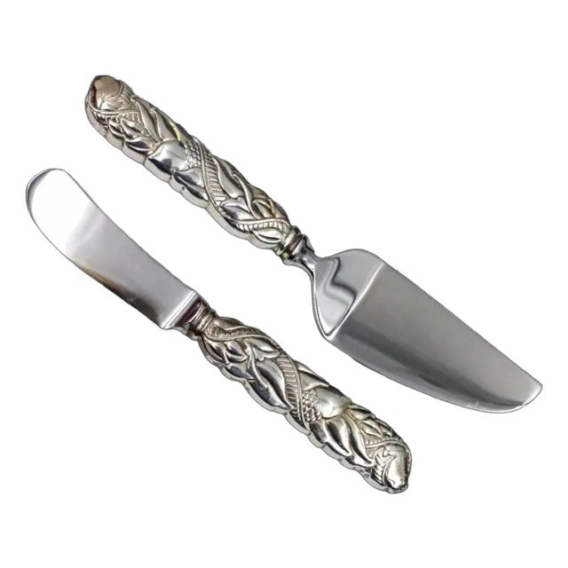 1990s Tiffany & Co. Sterling Silver Cheese Knife & Pate Butter Spreader Set- 2 Pieces For Sale