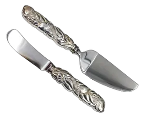 1990s Tiffany & Co. Sterling Silver Cheese Knife & Pate Butter Spreader Set- 2 Pieces